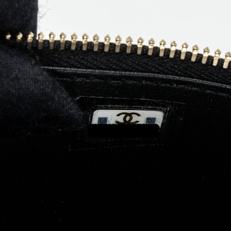 Chanel top handle long vanity with chain lambskin black LGHW (microchip)