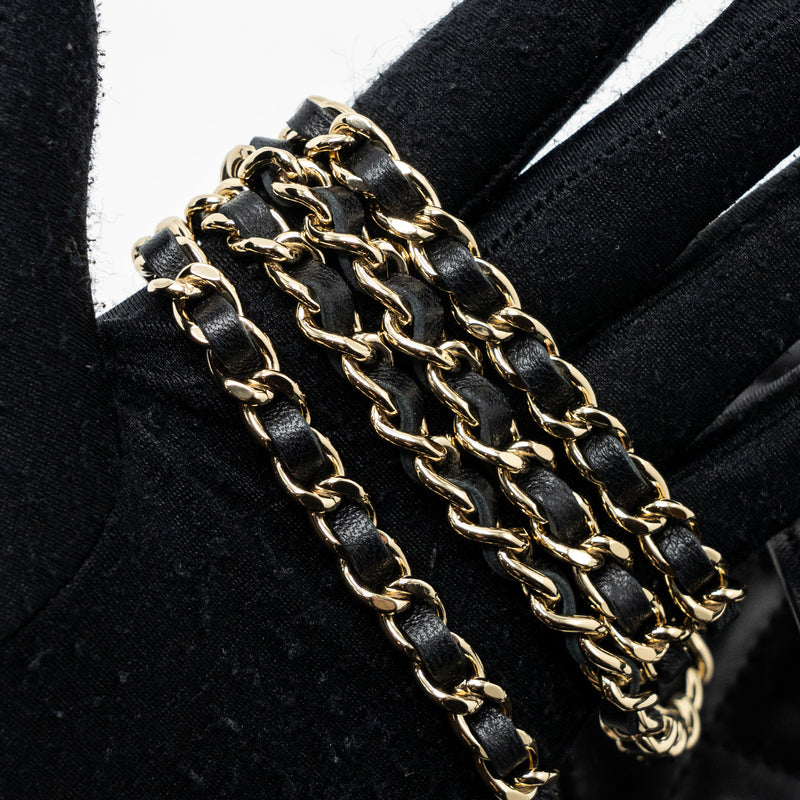 Chanel top handle long vanity with chain lambskin black LGHW (microchip)