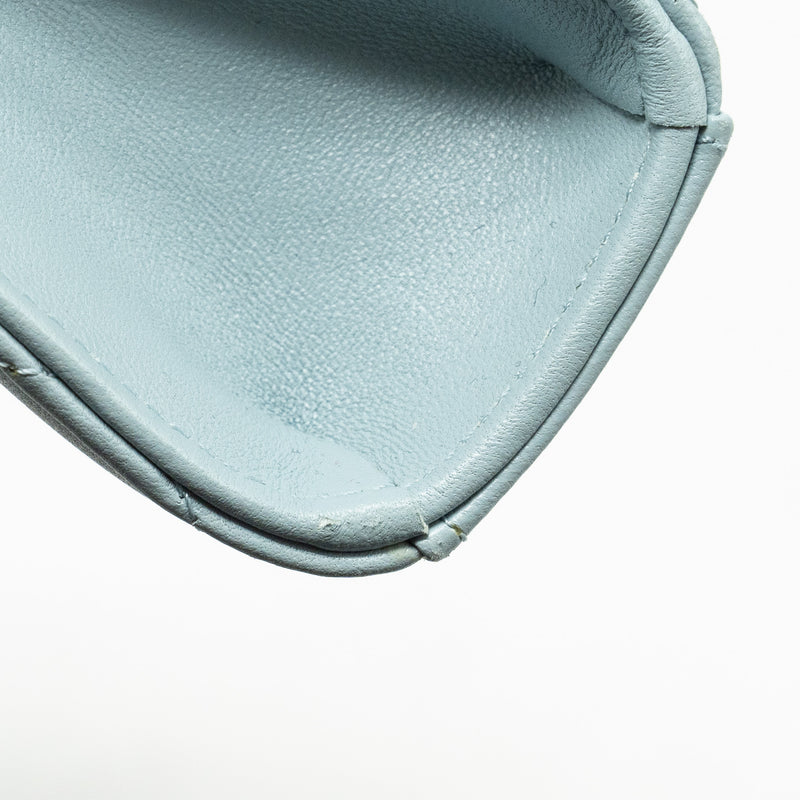 Chanel Top Handle Mini Flap Bag Lambskin Light BLUE LGHW