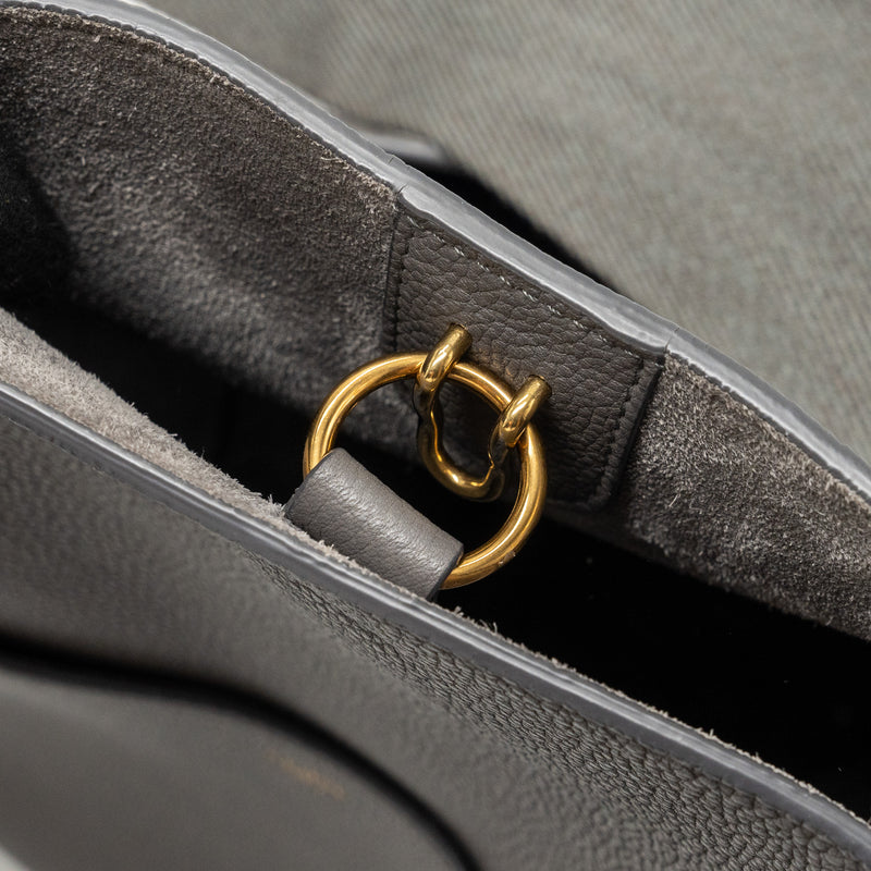 Celine Sangle Bucket Bag Grained Calfskin Grey GHW