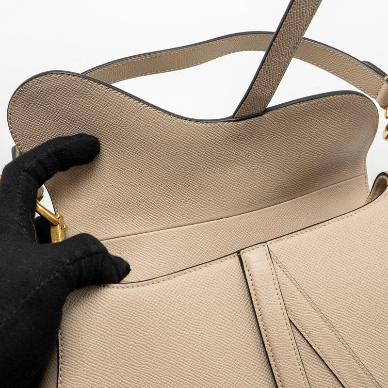 Dior Medium Saddle Bag Calfskin Beige GHW