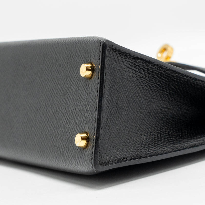 Hermes Mini Kelly II epsom black GHW stamp Y