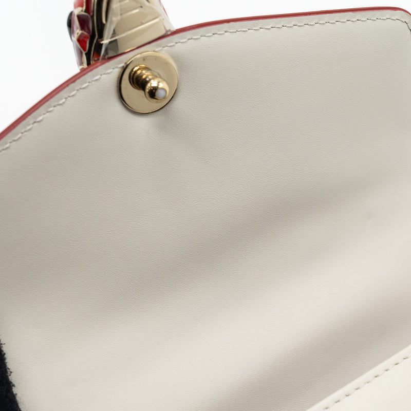 Bvlgari top handle serpenti bag calfskin white / red LGHW