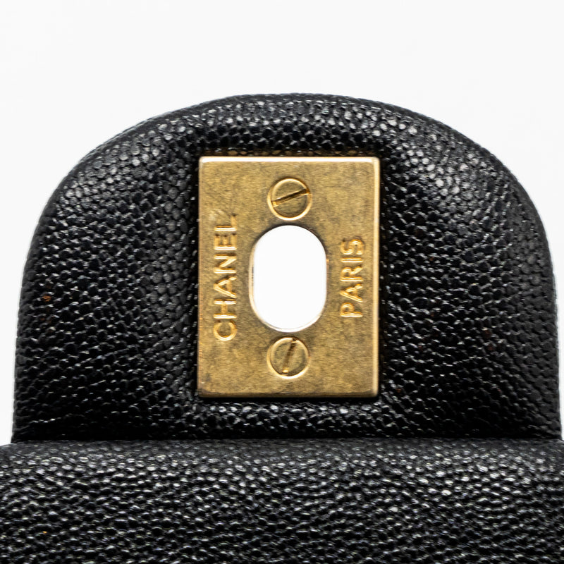 Chanel top handle mini rectangular flap bag grained calfskin black GHW