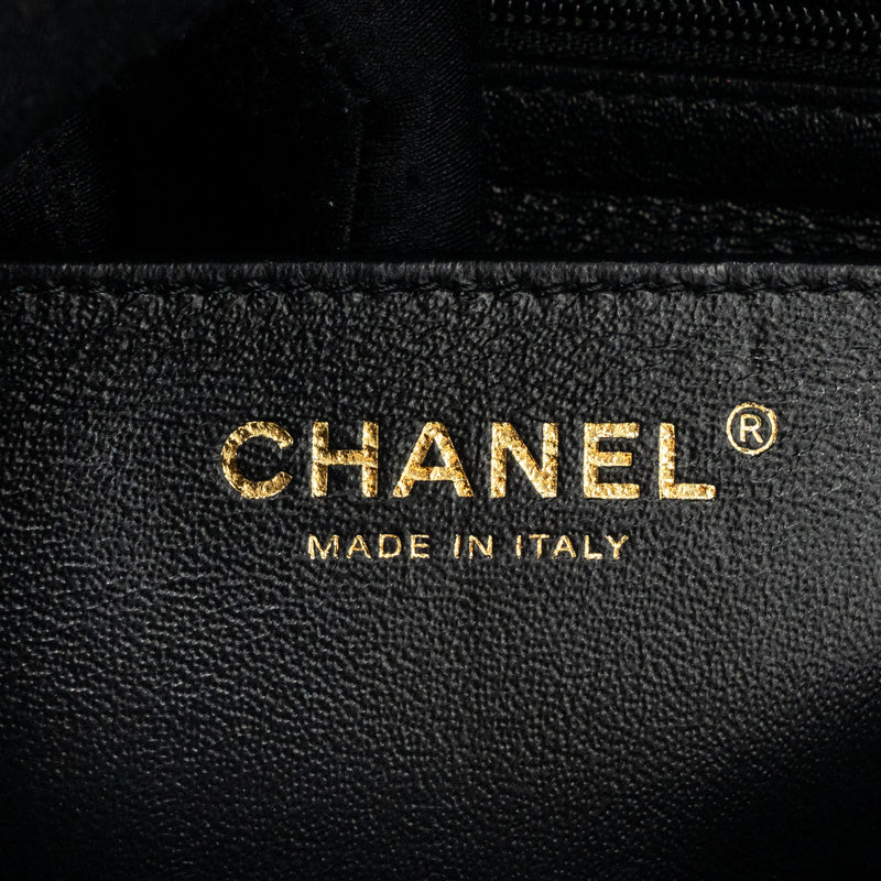 Chanel top handle mini rectangular flap bag grained calfskin black GHW