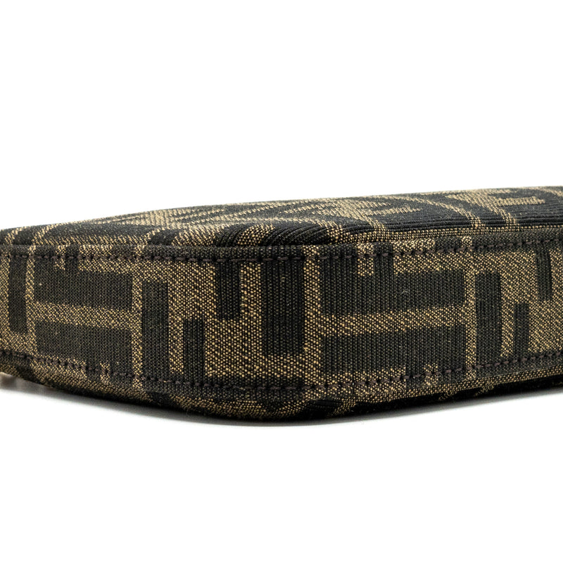 Fendi Baguette Pouch Brown Jacquard FF Fabric GHW