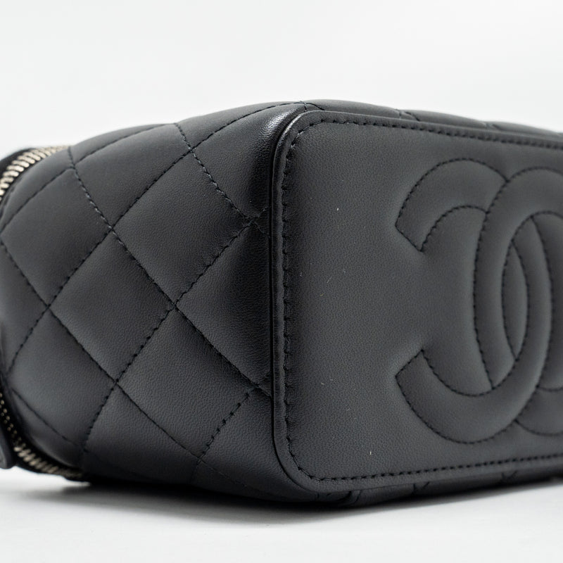 Chanel Top Handle Long Vanity Case Lambskin Black SHW (Microchip)