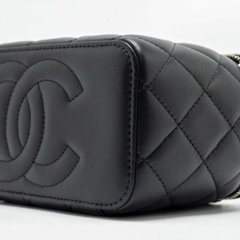 Chanel Top Handle Long Vanity Case Lambskin Black SHW (Microchip)