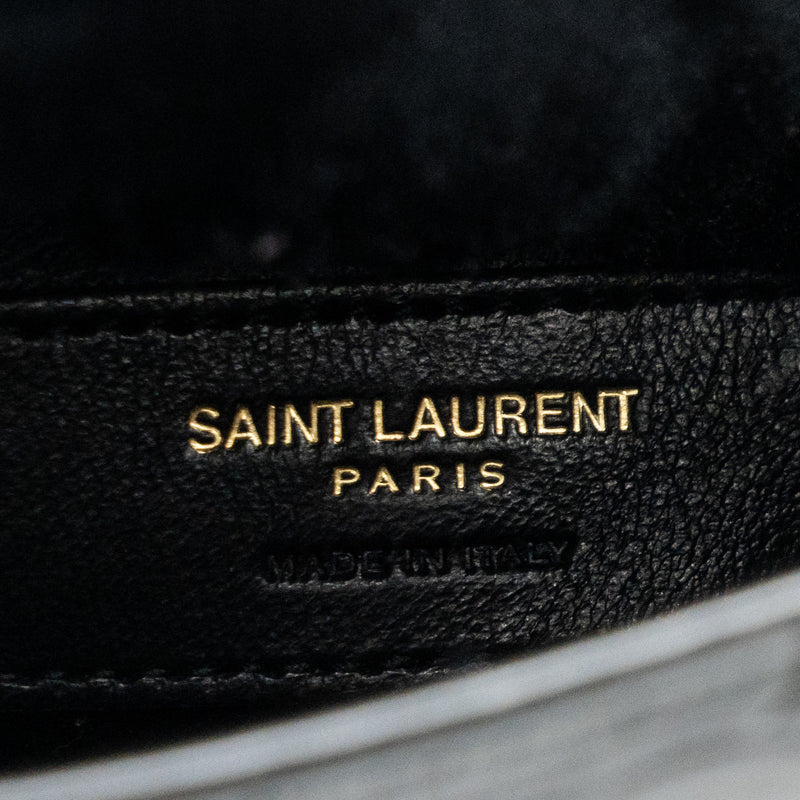 Saint Laurent Manhattan Shoulder Bag Crocodile-Embossed Black GHW