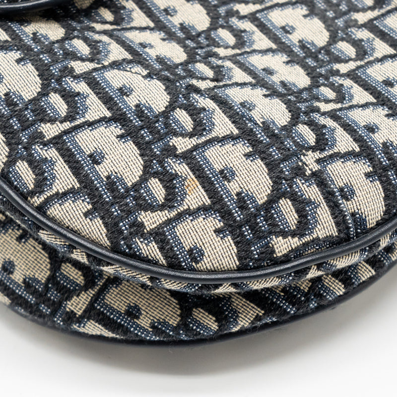Dior Medium Saddle Bag Blue Dior Oblique Jacquard Canvas/Calfskin GHW