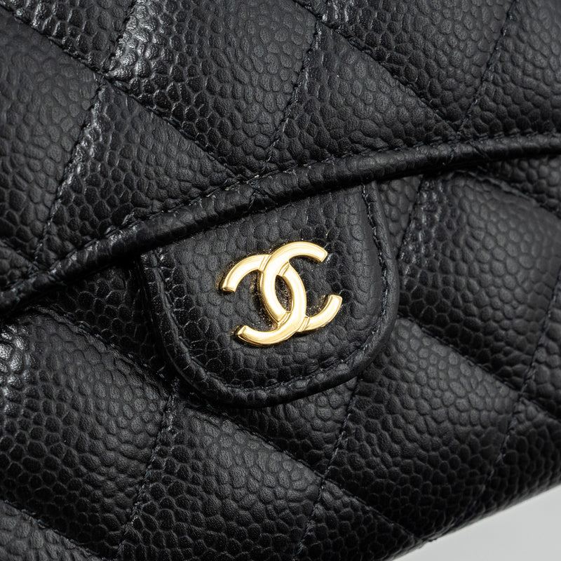 Chanel Classic Compact Wallet Caviar Black GHW(Microchip)