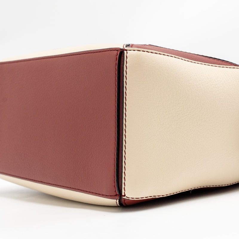 Loewe Small Puzzle Bag Grained Calfskin Burgundy / Multicolour SHW