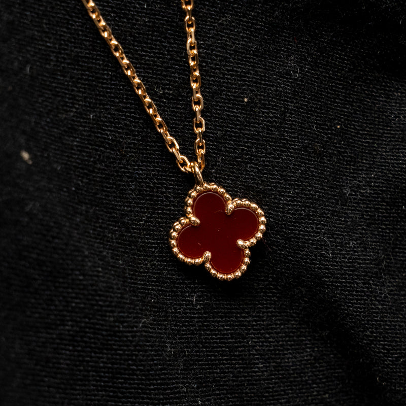 Van Cleef & Arpels sweet alhambra pendant carnelian rose gold