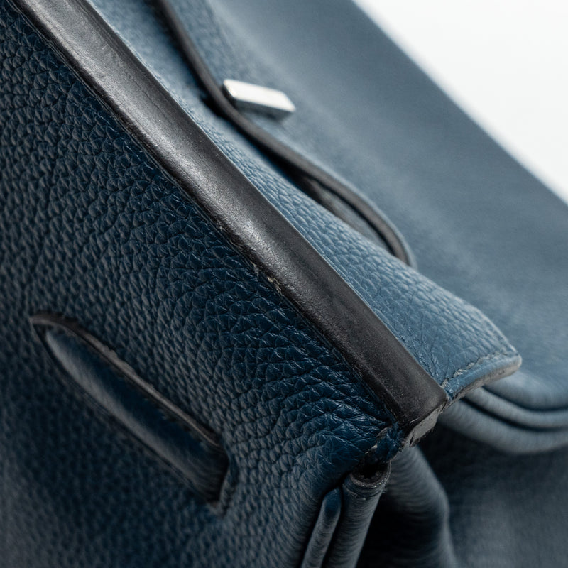 Hermes Birkin 35 Togo Dark Blue SHW Stamp Square P