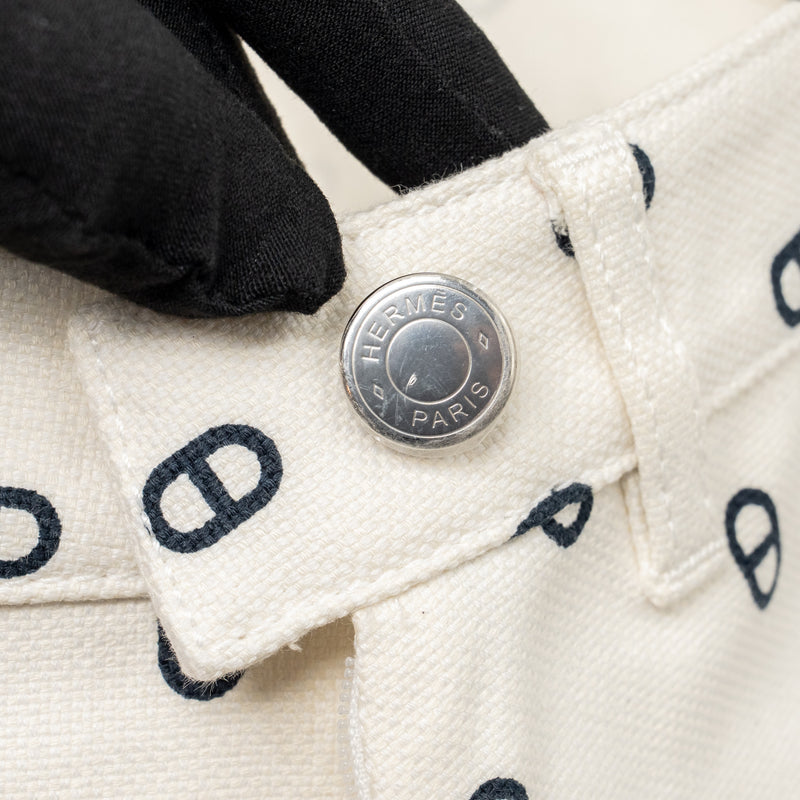 Hermes size 36 chaine D’ancre denim jacket/skirt cotton white/black SHW (sell in a set)