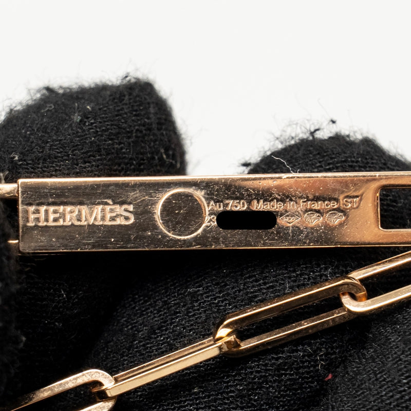 Hermes Size ST Kelly Chaine Lariat Necklace, Small Model, Rose Gold, Diamonds