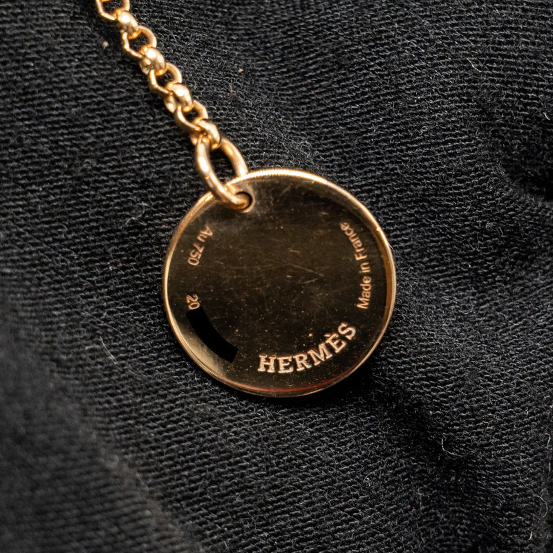 Hermes Ex-Libris Pendant Small Model, Rose Gold, Diamond