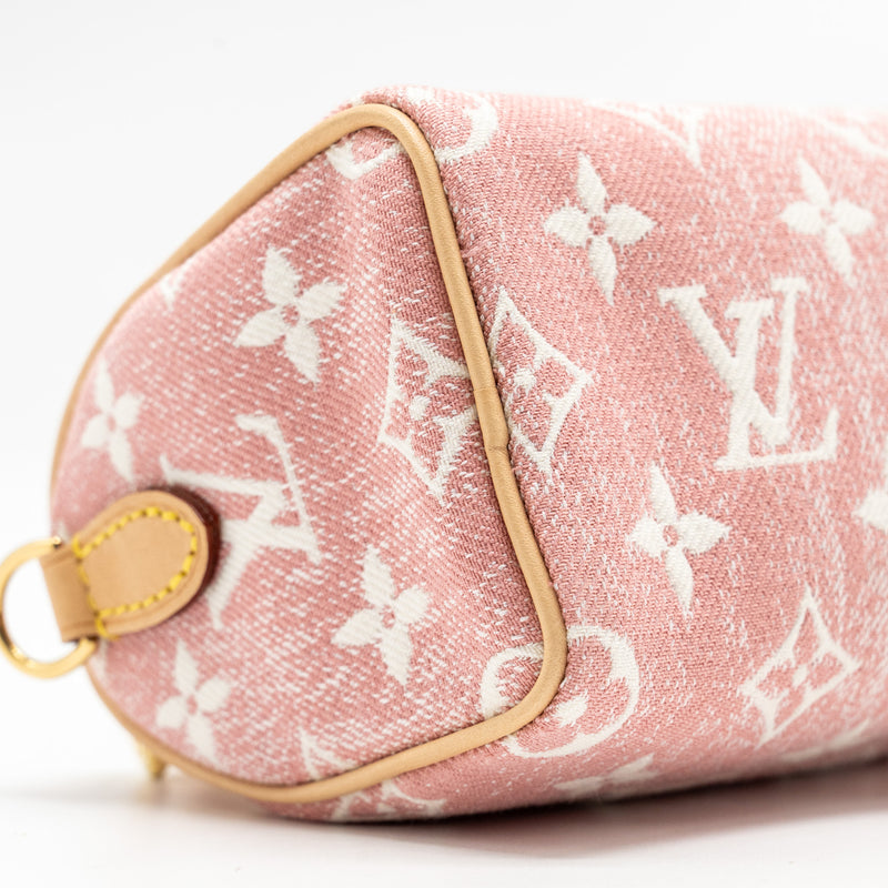 LOUIS VUITTON Nano Speedy Monogram Jacquard Denim Rose GHW