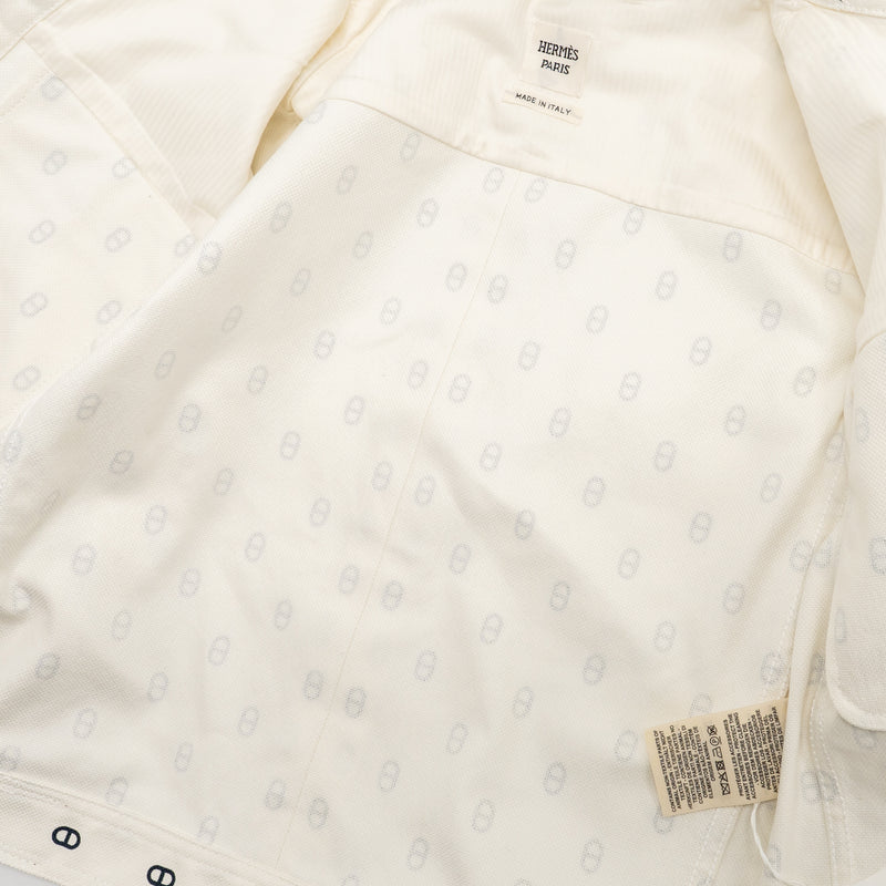 Hermes size 36 chaine D’ancre denim jacket/skirt cotton white/black SHW (sell in a set)
