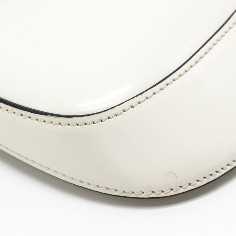 Prada Mini Cleo Shoulder Bag Brushed Leather White SHW