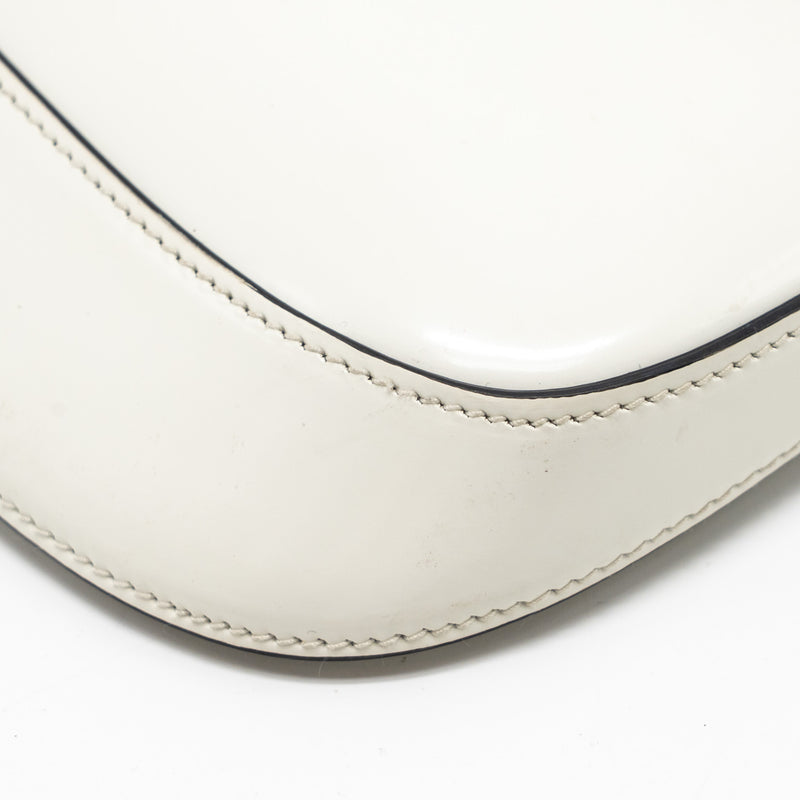 Prada Mini Cleo Shoulder Bag Brushed Leather White SHW