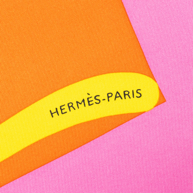 Hermes 70cm Silk Scarf Vintage Is This A Love Story Orange/Black/Rose