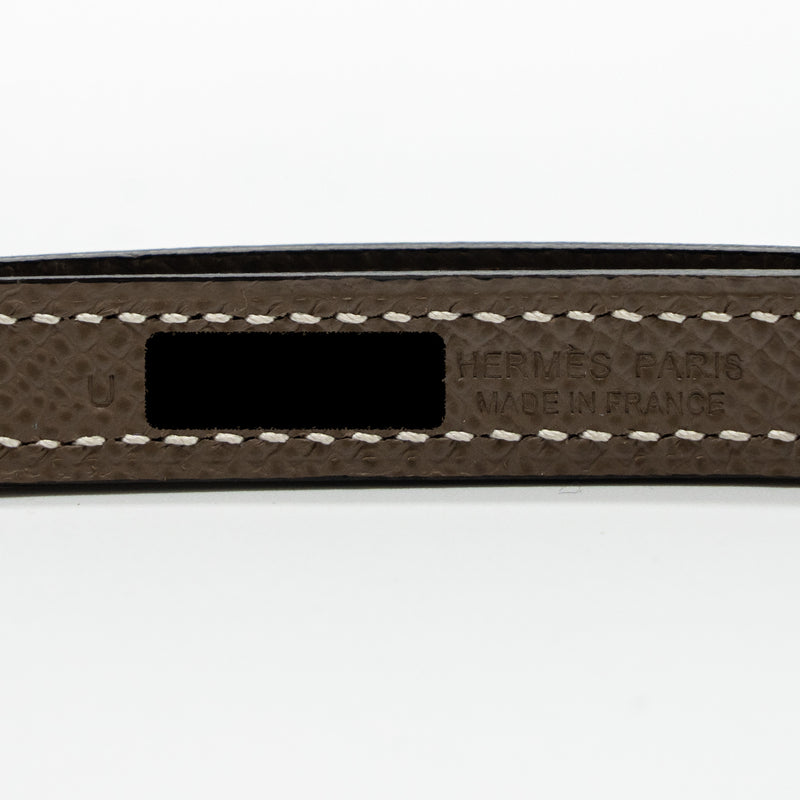 Hermes Size 75 Gamma Buckle Reversible Belt Epsom/ Swift Etoupe/ Black RGHW Stamp U