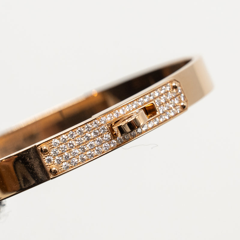 Hermes Size SH Kelly Bracelet Small Model Rose Gold, Diamonds