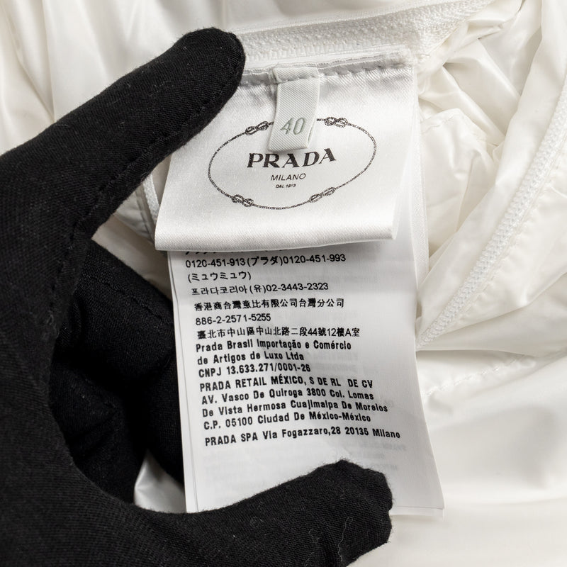 Prada size 40 Re-Nylon cropped down jacket white