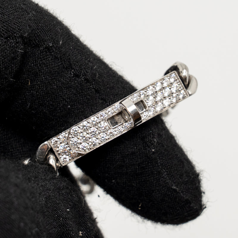 Hermes Size XL Kelly Gourmette Bracelet, Very Small Model, White Gold/Diamonds