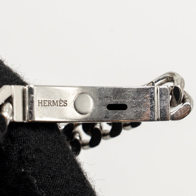 Hermes Size XL Kelly Gourmette Bracelet, Very Small Model, White Gold/Diamonds