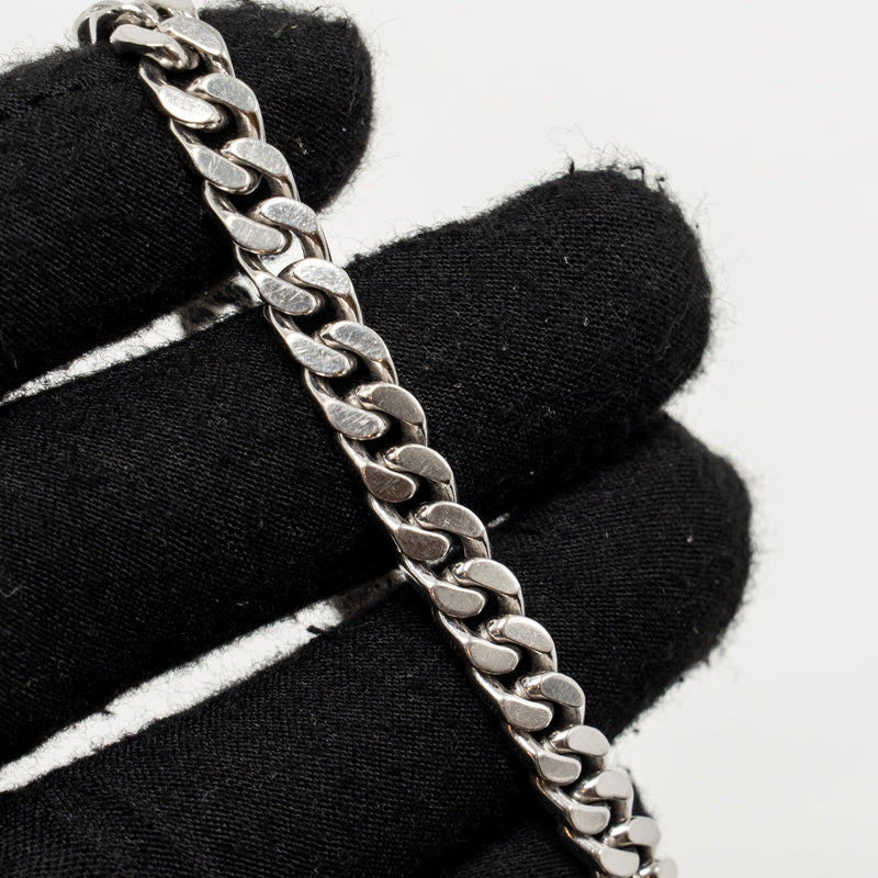 Hermes Size XL Kelly Gourmette Bracelet, Very Small Model, White Gold/Diamonds