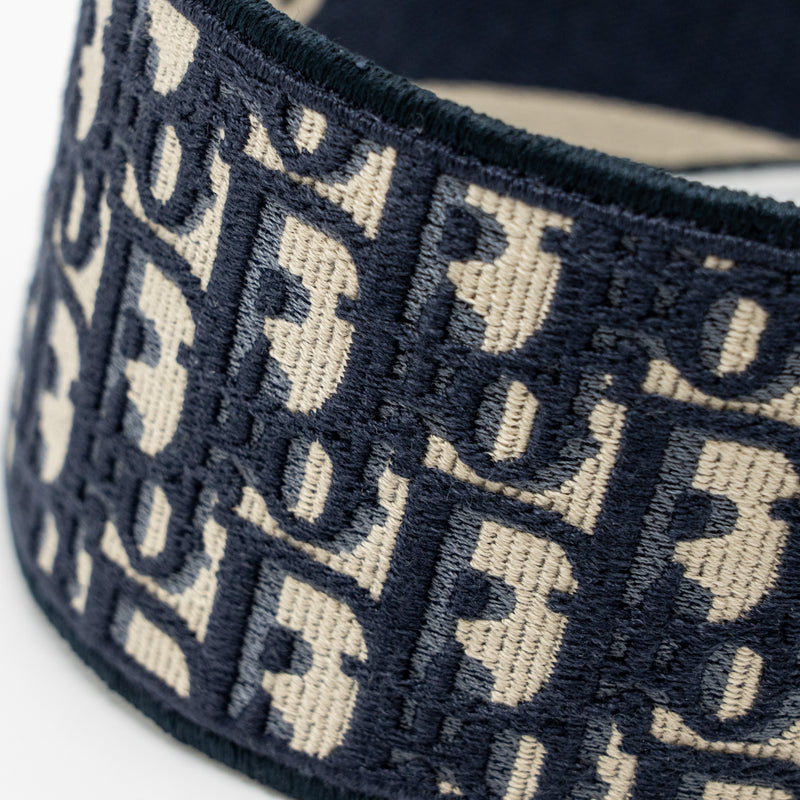 Dior Hair Band Blue Oblique Embroidery