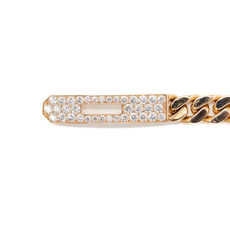 Hermes size SH kelly Gourmette bracelet rose gold, diamonds