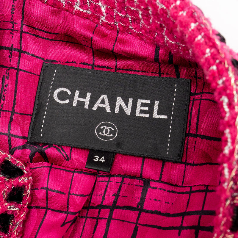 Chanel Size 34 Tweed Jacket Pink/White/Black