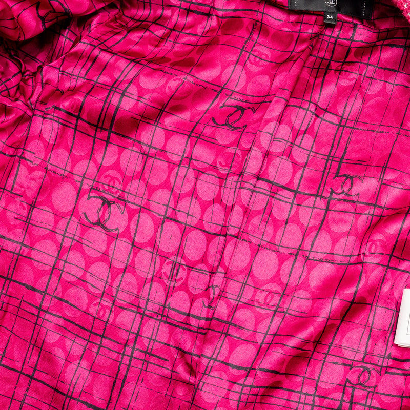 Chanel Size 34 Tweed Jacket Pink/White/Black