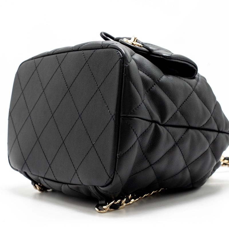 Chanel Drawstring Two Pockets Backpack Calfskin Black LGHW (Microchip)