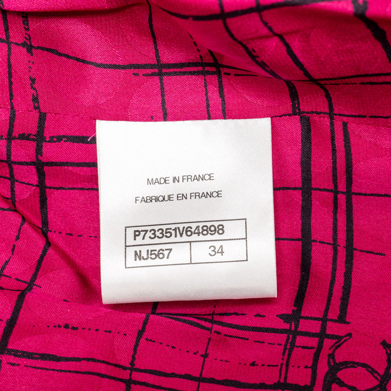 Chanel Size 34 Tweed Jacket Pink/White/Black