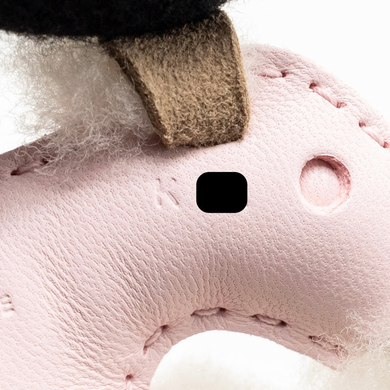 Hermes Budy Shearing Bag Charm Wool/Lambskin Rose Darling Stamp K