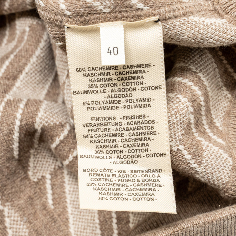 Hermes Size 40 Reversible Pull Over Sweater Cachemire Coton Beige Lin