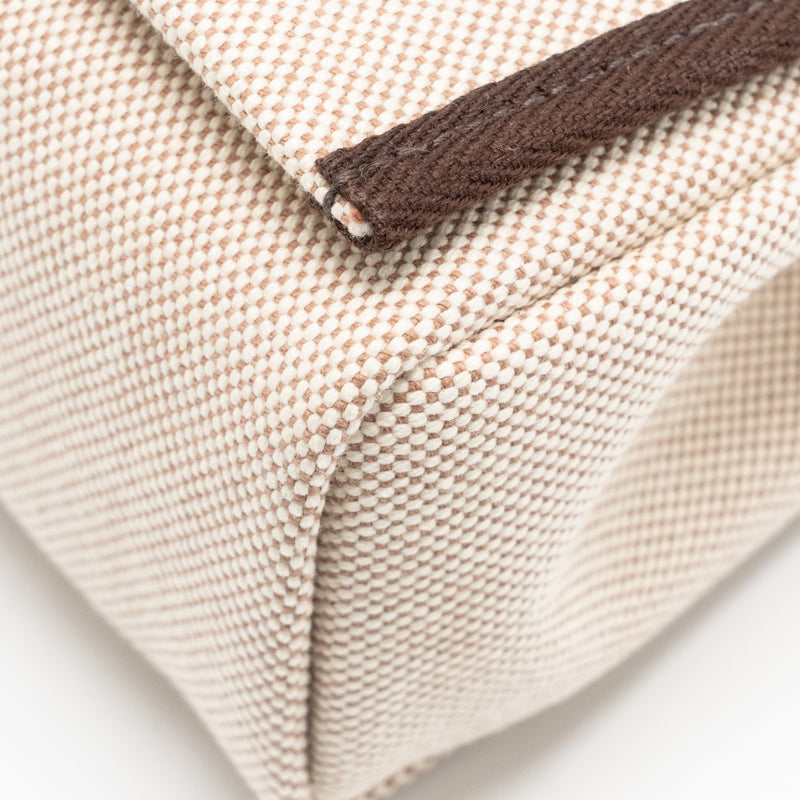 Hermes Herbag Mini Canvas / Hunter Leather Ecru-Beige / Ebene GHW Stamp K