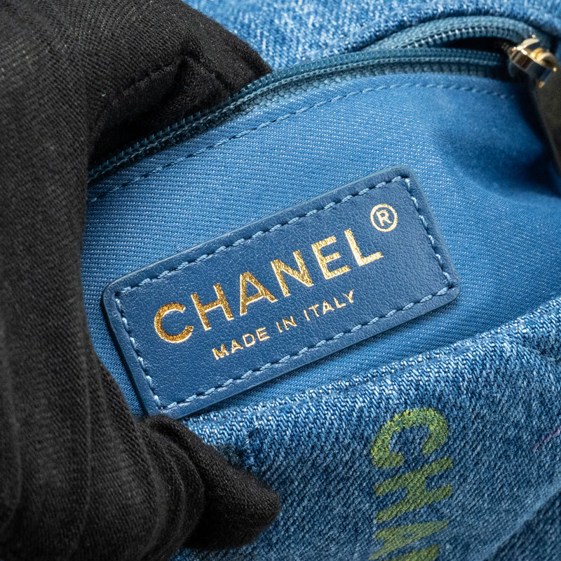 Chanel 22P Flap bag denim blue GHW (microchip)