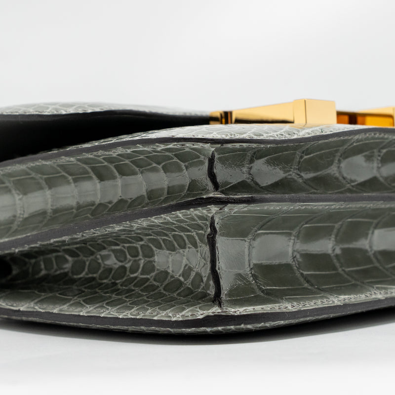 Hermes Constance Mini Alligator Mississippiensis 0V Gris Ciment GHW Stamp U