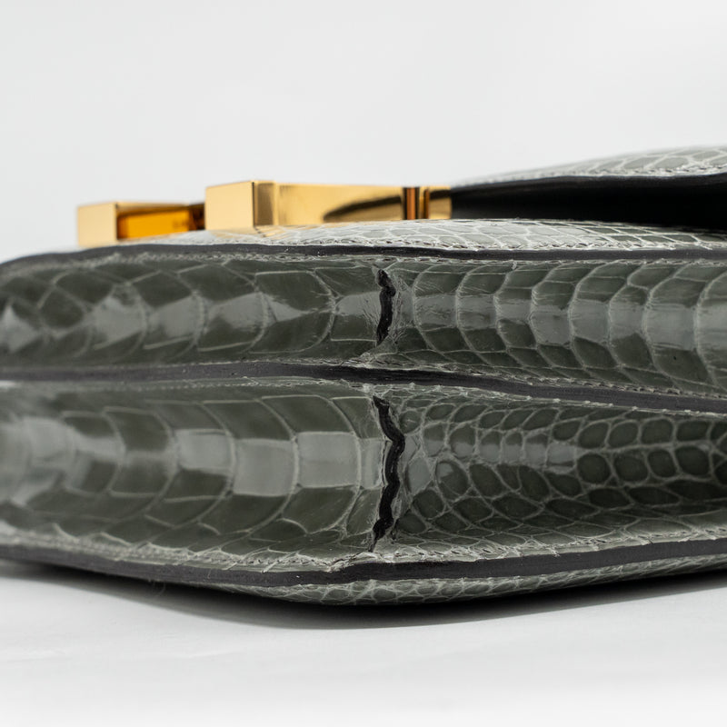 Hermes Constance Mini Alligator Mississippiensis 0V Gris Ciment GHW Stamp U