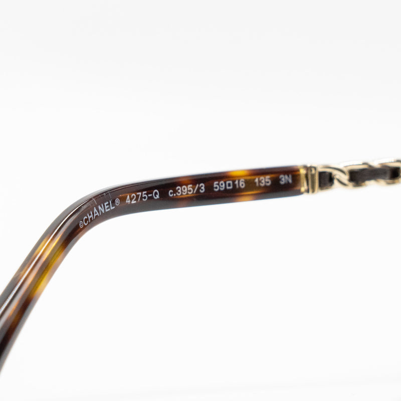 Chanel Sunglasses with Chain Brown Light Gold Tone
