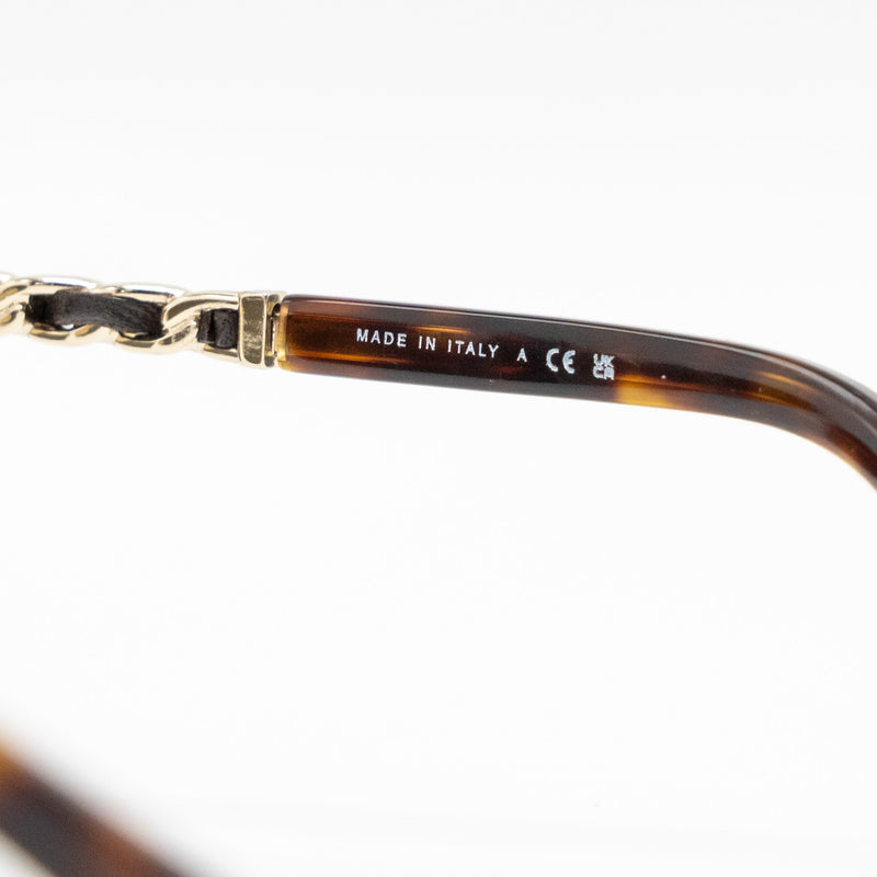 Chanel Sunglasses with Chain Brown Light Gold Tone