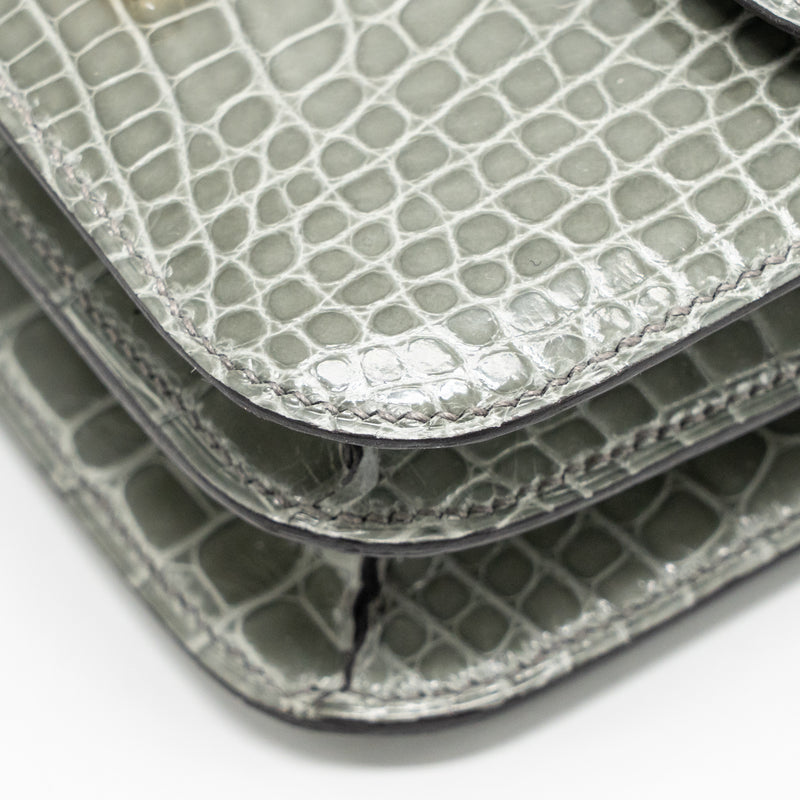 Hermes Constance Mini Alligator Mississippiensis 0V Gris Ciment GHW Stamp U