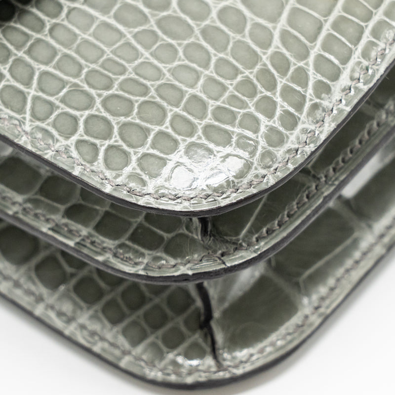Hermes Constance Mini Alligator Mississippiensis 0V Gris Ciment GHW Stamp U