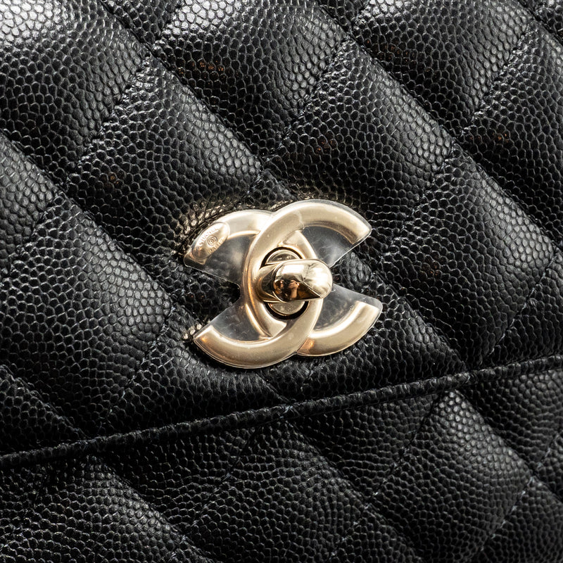 Chanel Coco Handle Mini Clutch with Chain Caviar Black LGHW (Microchip)