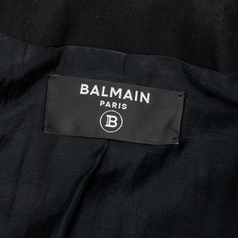 Balmain Size 34 Classic Jacket with Gold Button Black Virgin Wool